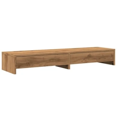 Abbildung von vidaXL Monitorständer, Monitorerhöhung mit Schubladen, Bildschirmständer für Arbeitsbereich, Schreibtischaufsatz, Artisan Eiche Holzwerkstoff