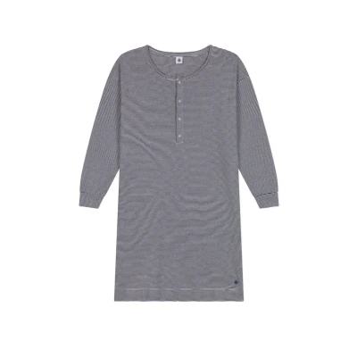 Abbildung von Petit Bateau A0AXV Langärmeliges Nachthemd Damen Smoking/Marshmallow XS