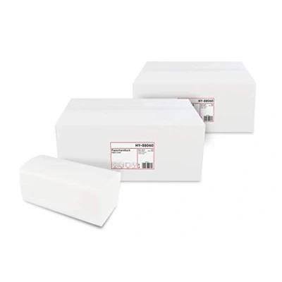 Abbildung von Hypafol Papierhandtücher für Spender weiß 2 lagig, 24x21 cm 8000 Blatt verpackt zu 32 x 250 praktischer V Falz Handtuchspender in Toiletten, Büros, Praxen &amp; Studios