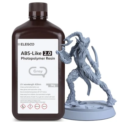 Abbildung von ELEGOO 405nm ABS Like Resin 2.0, LCD UV Rapid Hohe Präzision, Nicht Spröde, Giftig für LCD/DLP 3D Drucker Photopolymer 2kg Grau