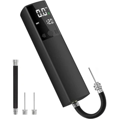 Abbildung von Elektrische Ballpumpe, Intelligente Luftpumpe, Tragbare Schnelle Ballaufblasung mit Genauem Manometer und Digitalem LCD Display für Fußball, Basketball, Volleyball, Rugby (2 Nadel 1 Düse)