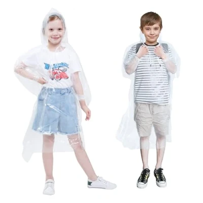Abbildung von Vicloon 5 Stück Regenponcho Kinder Wasserdicht, Kinder, Transparent Regenmantel, Atmungsaktiv Wasserdicht Regenmantel für Reisen, Wandern, Radfahren &amp; Camping