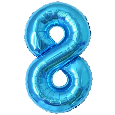 Abbildung von Geburtstag zahlen luftballon 8 jahre Folienballon XXL Blau Riesen in 40&quot; 101cm Geburtstagsdeko Ballon Zahl Deko zum fliegt mit Helium