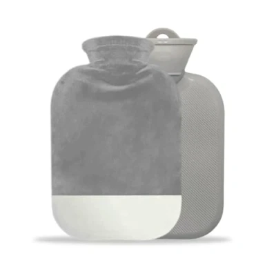 Abbildung von Wärmflasche mit Bezug, Bezug Abnehmbar, Waschbarer Flaschenbezug, Wärmbeutel für Warm und Bequem (Gray, 2000ML)