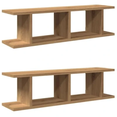 Abbildung von vidaXL Wandregale 2 STK. Artisan Eiche 90x18x20 cm Holzwerkstoff