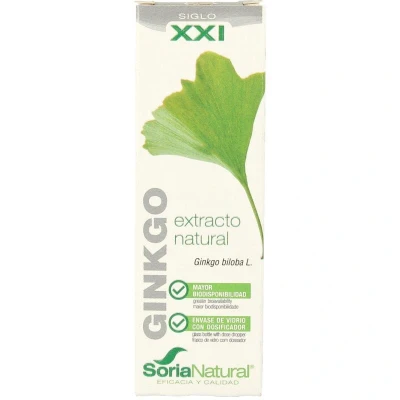 Abbildung von Ginkgo Biloba Natürlicher Extrakt 50ml Unterstützt Gedächtnis, Konzentration und Durchblutung Bessere Aufnahme als Gingko Kapseln Soria Natural