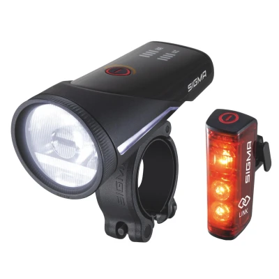 Abbildung von Sigma Sport Fahrradlicht Set Aura 100 USB/Blaze Link Lux Vorne, Wiederaufladbar &amp; Mit Innovativer Kopplungsfunktion, StVZO Zugelassenes LED Fahrrad Licht Fahradlichterset