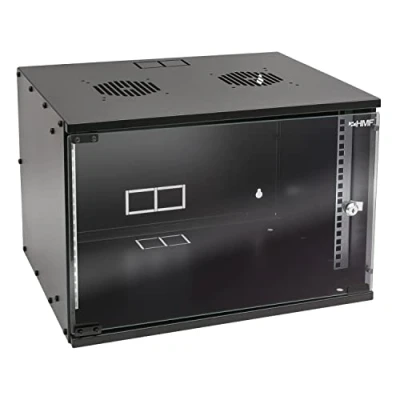 Abbildung von HMF 65707 02 Netzwerkschrank, Serverschrank 19 Zoll 7 HE 400 mm Tiefe Glastür Schwarz