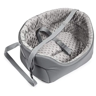 Abbildung von BOUTIQUE ZOO Hunde Autositz Universal Waschbar Abriebfest, Hund für Vordersitz, Beifahrersitz, Rückbank, Hundebett Hundetasche, L: 56 cm x 48 cm, Grau Kunstleder und Plüsch Stoff