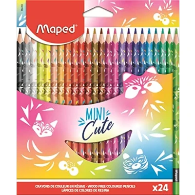 Abbildung von Maped Buntstifte aus der Kollektion zu niedlich lebendige Farben und robuste Mine, verzierte Hülle Mini Cute 862203, mehrfarbig, 24 Stück
