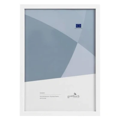 Abbildung von goldbuch 90 0996 Bilderrahmen Skandi DIN A4, Einzelrahmen aus Echt Holz, Portraitrahmen zum Stellen, Holzrahmen mit Wandhalterung, Foto Rahmen, Frame weiß