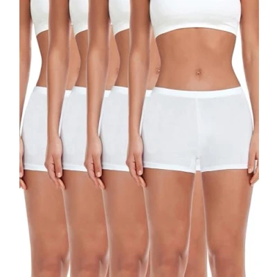 Abbildung von wirarpa Damen Baumwolle Boxershorts Panties Unterhosen Radlerhose unter Kleid mit Baumwoll Schritt 4er Pack Weiß Größe 2XL
