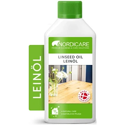 Abbildung von Nordicare Leinöl [500ml] für Holz zum Holzschutz I Firnis Holzöl Innen Gekochtes Möbel Öl, Leinenöl