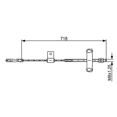 Abbildung von BOSCH 1 987 482 877 Handbremsseil 718 FORD: Transit Mk5 Bus, Pritsche/Fahrgestell, Kastenwagen