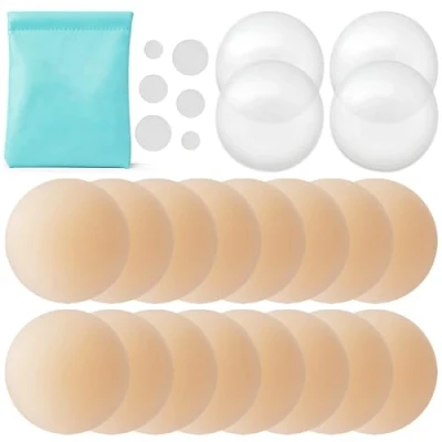 Abbildung von ILLURE® Nippelpads Damen Nipple Cover [8 Paar] mit Brustwarzenschutz Pads wiederverwendbar &amp; waschbar dünne Selbstklebende Brustwarzen Nippelabdeckung aus hypoallergenem Silikon cm]