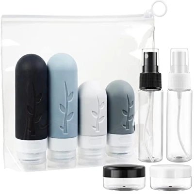 Abbildung von Romon 8 StüCk Silikon Reiseflaschen Set, 90ml 60ml Zum Befüllen, Nachfüllbar Auslaufsicher Reiseset Kosmetik Leer füR Shampoo Creme SpüLung