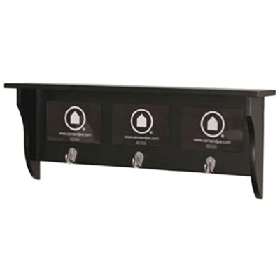 Abbildung von Country Wandgarderobe mit 3 Kleiderhaken und Rahmen für Ihre persönlichen Bilder, black coffee, BxHxT 62x23,5x10