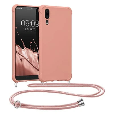 Abbildung von kwmobile Necklace Case kompatibel mit Huawei P20 Hülle Cover Kordel zum Umhängen Silikon Schutzhülle Perlmutt