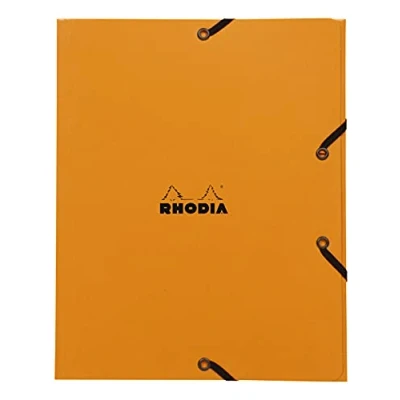 Abbildung von Rhodia 19248C Sammelmappe mit Gummizugverschluss, 3 Klappen, 19x24 cm, ideal für Ihre Organisation, Orange, 1 Stück