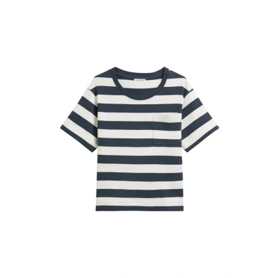 Abbildung von Marc O&#039;Polo Short Sleeve Round NECK Striped Tshirt print Multi muted blue, Damen, Größe: XXS, blue