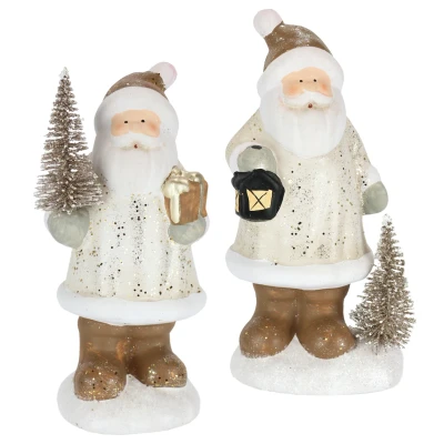 Abbildung von I.GE.A. Dekofigur &quot;Nikolaus aus Keramik, 2er Set&quot;, Mit Baum Laterne Geschenk Figur Dekoration Weihnachtsdeko