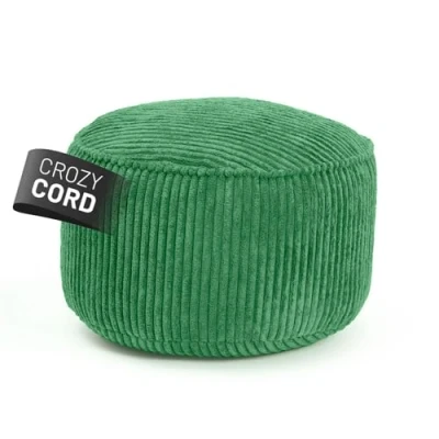 Abbildung von Lumaland Sitzsack Pouf aus Cord Kompakter 50L Gaming mit 3 in 1 Funktion: bequemer Hocker, praktisches Tischchen &amp; stylischer Indoor Fußschemel Ø 25 x 45 cm [Dunkelgrün]