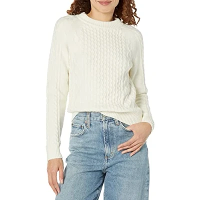 Abbildung von Amazon Essentials Damen Pullover mit Zopfmuster, Eierschalenweiß, XXL