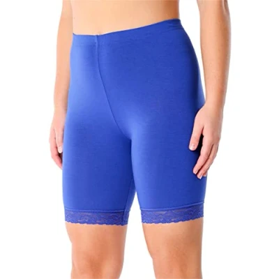 Abbildung von Merry Style Damen Kurze Leggings mit Spitze Freizeithose High Waist Radlerhose Hohe Taille aus Viskose MS10 431 (Kobalt, M)