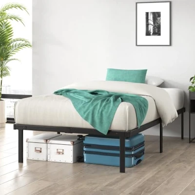 Abbildung von Zinus Caleb Bett 90x200 cm Höhe 36 mit Stauraum unter dem Metall Plattformbettrahmen Klappbarer Bettrahmen Schwarz