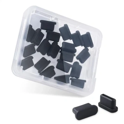 Abbildung von Cable Matters 20er Pack USB C Port Abdeckungen in Schwarz (USB Staubabdeckung, Anschlusskappen, Anti Anschlussschutzstöpsel)