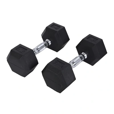 Abbildung von Endless Pair of 5 Kg (2 * 11 LB) Hexagon Rubber Coated Dumbbell Black Material: Iron and Perfect for Bodybuilding, Fitness, Weight Lifting Training at Home or Gym