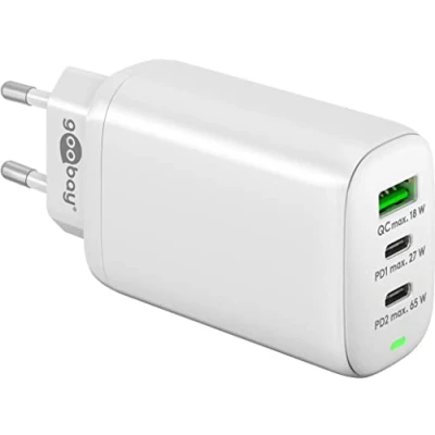 Abbildung von Goobay 61759 Multiport USB C Ladegerät 65W / Schnellladegerät PD Universal/USB Netzteil Adapter/Ladestecker Fast Charger/Samsung S22, iPhone 14 Weiß
