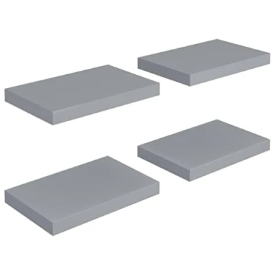 Abbildung von vidaXL 4X Wandregal Schwebend Hängeregal Wandboard Bücherregal Regalbrett Schweberegal CD DVD Regal Dekoregal Grau 40x23x3,8cm MDF