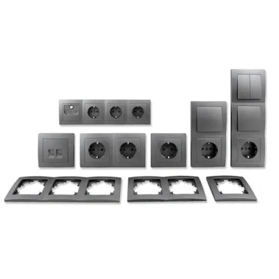 Abbildung von MC POWER FLAIR Wand Steckdosen und Schalter Set Entertain 21 teilig anthrazit, matt