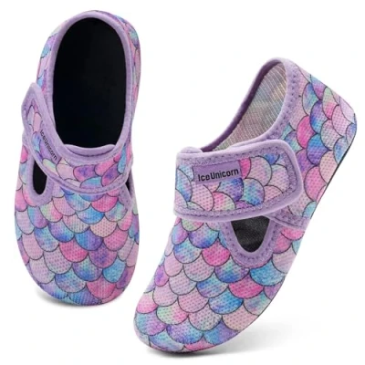 Abbildung von IceUnicorn Badeschuhe Kinder Schwimmschuhe Jungen Mädchen Strandschuhe Baby Aquaschuhe Barfußschuhe Kleinkind Wasserschuhe(Purpur, 30/31 EU)