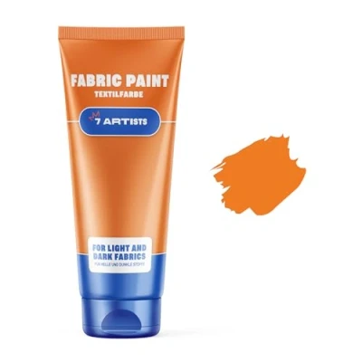 Abbildung von 7 Artists Stoffmalfarben Stofffarben Textilfarbe Orange Acrylfarbe Auf Wasserbasis Flasche 60 ml Waschmaschinenfest Nach Fixierung Hochdeckend Für Dunkle Stoffe Deckweiß