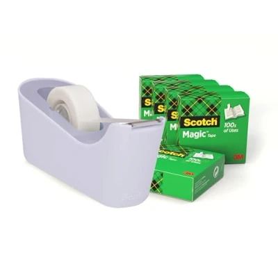 Abbildung von Scotch Klebeband Abroller, lila + 6 R. Magic Klebeband, 19 mm x 33 m