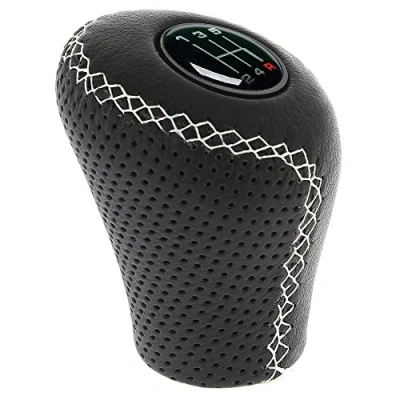 Abbildung von Sumex 2505 GWG Möbelknopf Schalthebel aus genarbtem Leder schwarz, Trigger, weiß