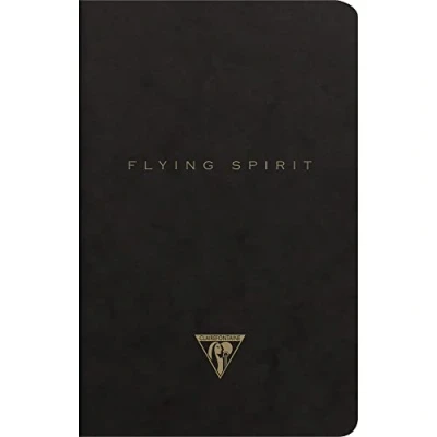 Abbildung von Clairefontaine 102506C Heft Flying Spirit liniert 11x17 cm 48 Blatt, ideal für Notizen, Velinpapier elfenbein 90g, Fadenbindung, mit Klappe, Schwarz, in Retro Designs sortiert, 1 Stück