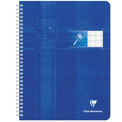 Abbildung von Clairefontaine 68796C Packung mit 10 Notizheften 17x22cm, Spiralbindung, 50 Blatt ideal für Sehbehinderte, schwarze Lineatur 2,5mm 10x10, französische Lineatur, 90g, farbig sortiert, 1 Pack
