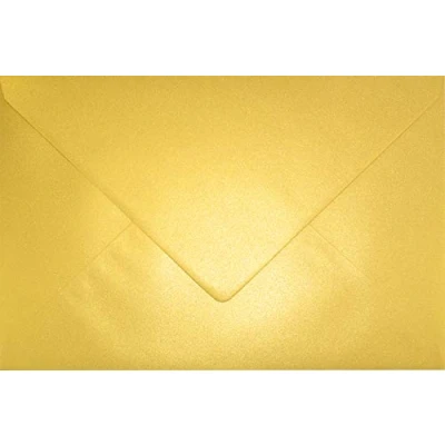 Abbildung von Netuno 100 Briefumschläge Perlmutt gold DIN C5 162x 229 mm 120g Aster Metallic Cherish goldene elegant groß metallisch glänzend Briefhüllen für Einladungen Gruß Karten