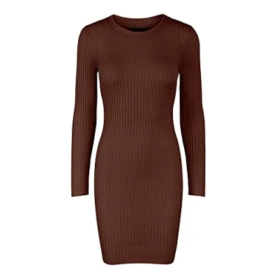 Abbildung von Pieces Pccrista O NECK Dress Etuikleid, Damen, Größe: Small, Chicory coffee