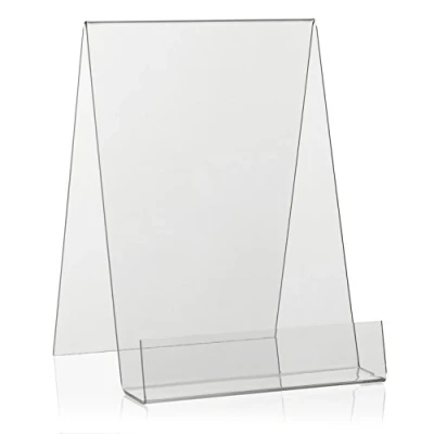 Abbildung von VITAdisplays® DIN A5 Buchständer/Buchstütze/Buchhalter als Warenträger aus original PLEXIGLAS® (Acrylglas, Transparent)