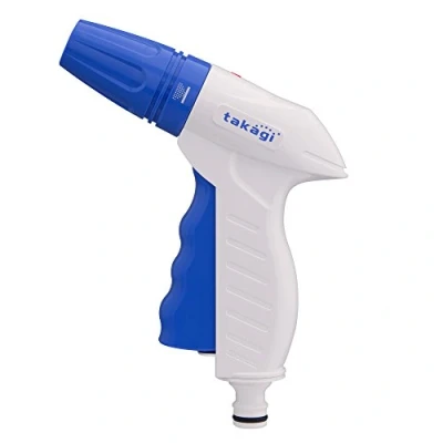 Abbildung von Takagi Trio Gießbrause 100% Dicht &amp; Tropfsicher 3 Strahlarten Gartenbrause Blau/Weiß, 3.9 x 15 14.3 cm