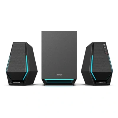 Abbildung von Edifier Hecate G1500 MAX 2.1 Computer Lautsprecher System, 60W Gaming mit Subwoofer Line Out, RGB Licht, Bluetooth 5.3, USB, Typ C, 3.5mm AUX Eingang (Schwarz)