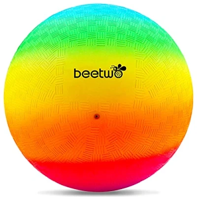 Abbildung von Bouncy Kickball, PVC Kinder Spielball, Mehrfarbig Regenbogen Ball Kinder, Fußball Softball, Kinderball für Drinnen und Draußen (8,5 Zoll)