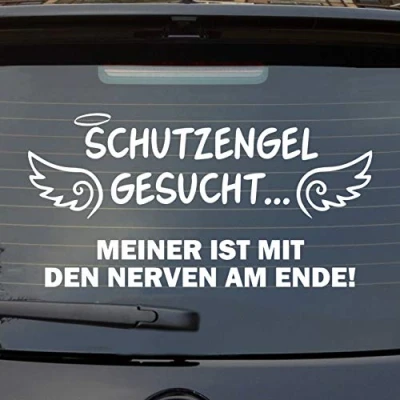 Abbildung von Hellweg Druckerei Schutzengel gesucht meiner ist am Ende Engel Nerven Auto Aufkleber Sticker Heckscheibenaufkleber