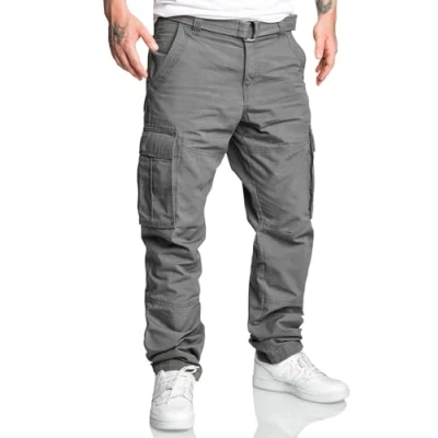 Abbildung von REPUBLIX Herren Cargohose Loosefit Jogger Chino Hose Inkl. Gürtel R7028 Dunkelgrau W31