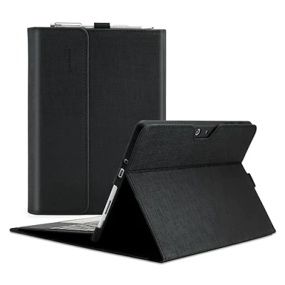 Abbildung von Qymaksom Hülle für Surface Go 4 (2023)/Surface 3 (2021)/ 2 2020 / 2018, Schutzhülle Tasche mit Multi Winkel, kompatibles Tastatur Cover Stifthalter Schwarz