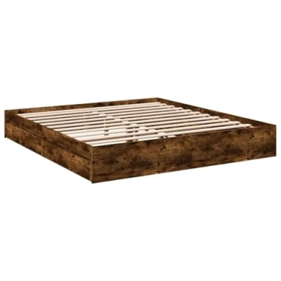 Abbildung von vidaXL Bettgestell, Bett mit Schubladen für Schlafzimmer, Bettrahmen Lattenrost, Schlafzimmerbett Doppelbett, Räuchereiche 200x200cm Holzwerkstoff